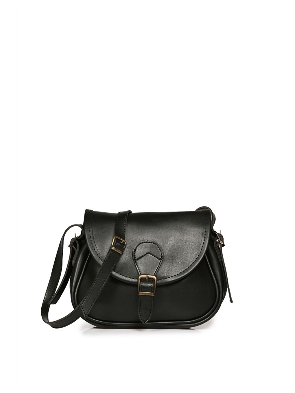 Siyah Deri Görünümlü Kadın Omuz Çantası-2