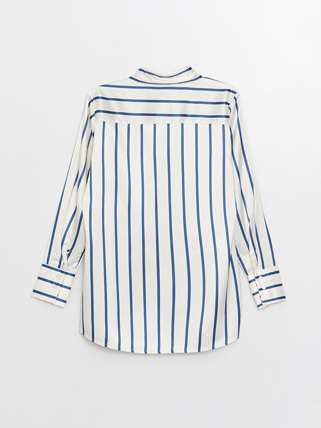 Striped Long Sleeve Satin Women's Shirt -S3J897Z8-LGS