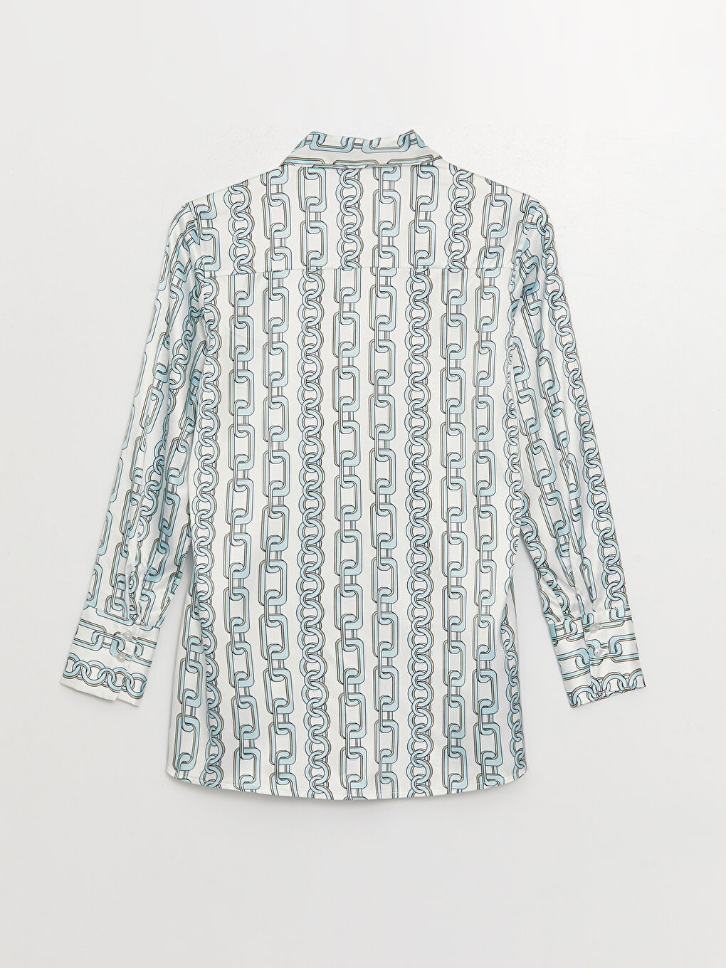 قميص ساتان كم طويل منقوش للسيدات-6