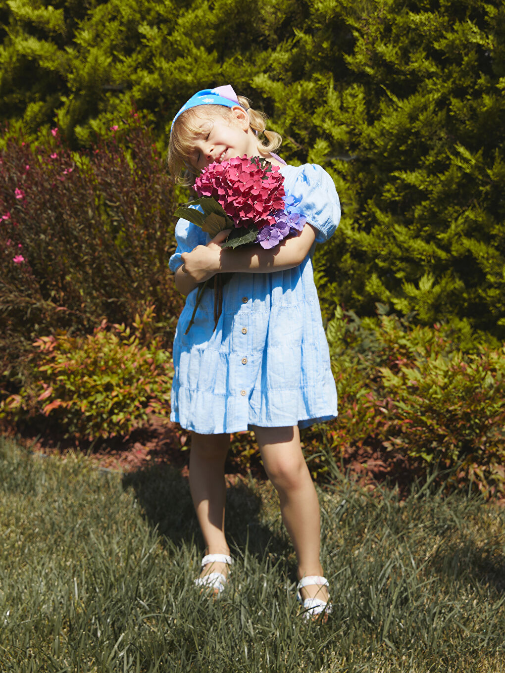 Lila Bisiklet Yaka Kısa Kollu Kız Bebek Elbise Anne - Kız Kombini-2