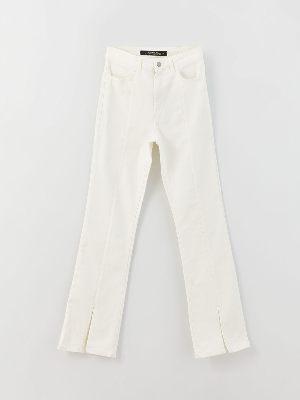 Beyaz Straight Fit Kadın Jean Pantolon-5