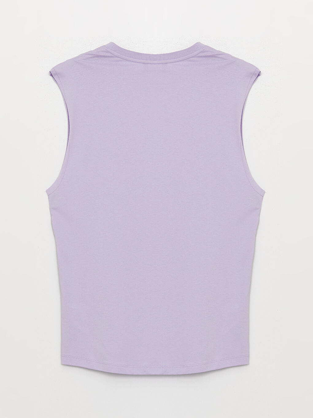 Lila Bisiklet Yaka Baskılı Penye Erkek Kolsuz Tişört-6