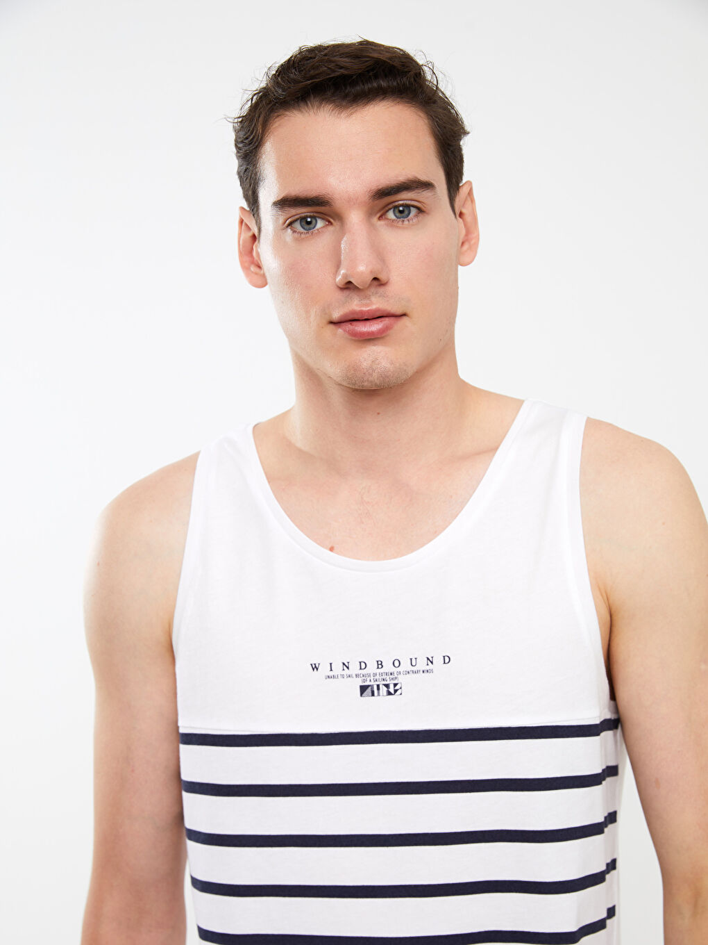 Crew Neck Striped Men's Sleeveless T-Shirt
