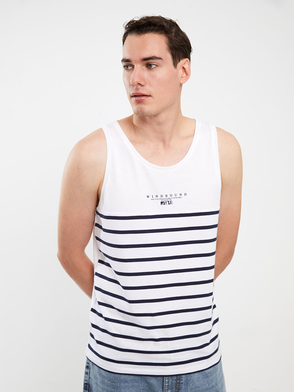 Crew Neck Striped Men's Sleeveless T-Shirt-1