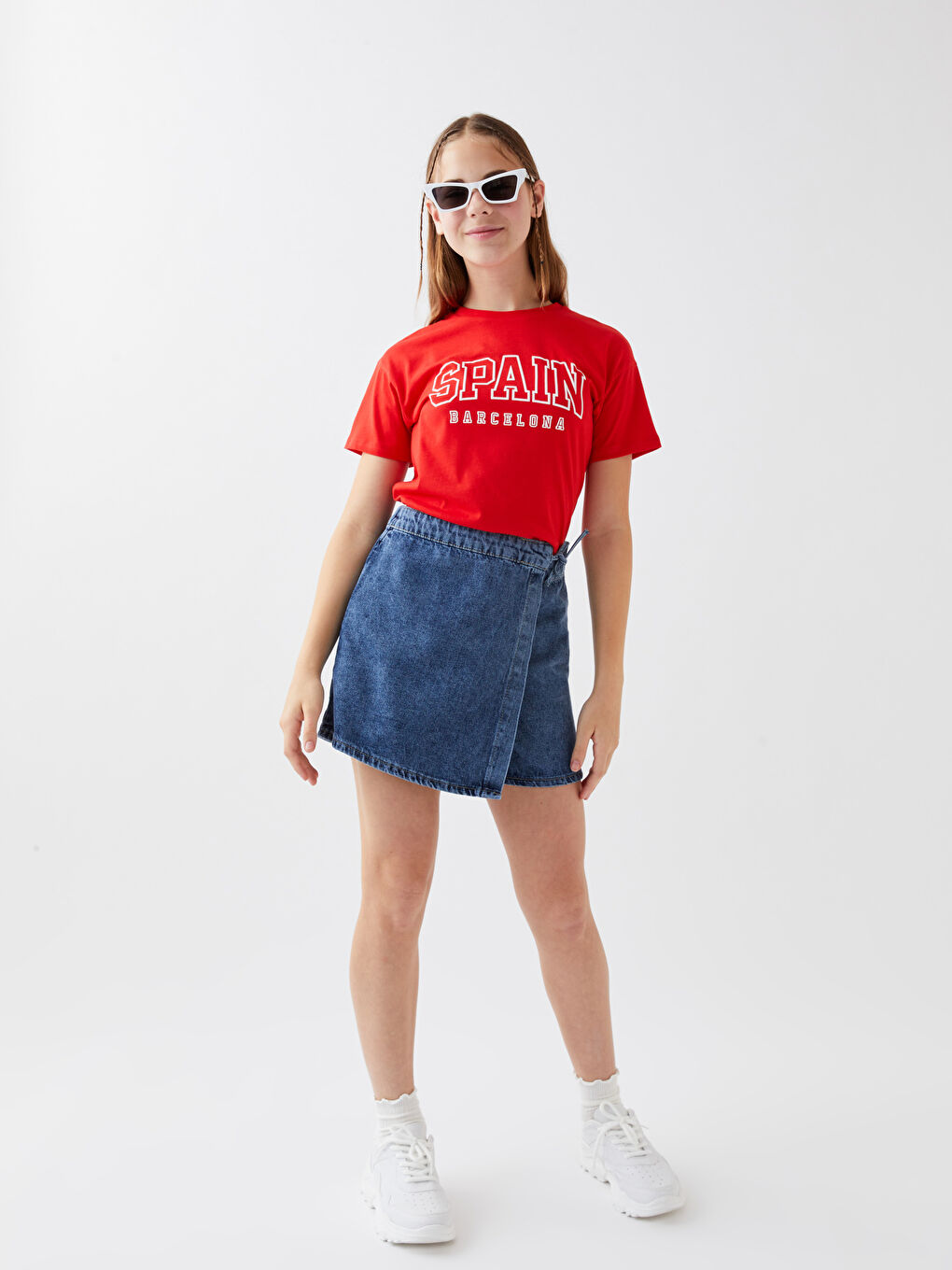 تي شيرت للبنات كروب بكم قصير مطبوع بياقة دائرية-2