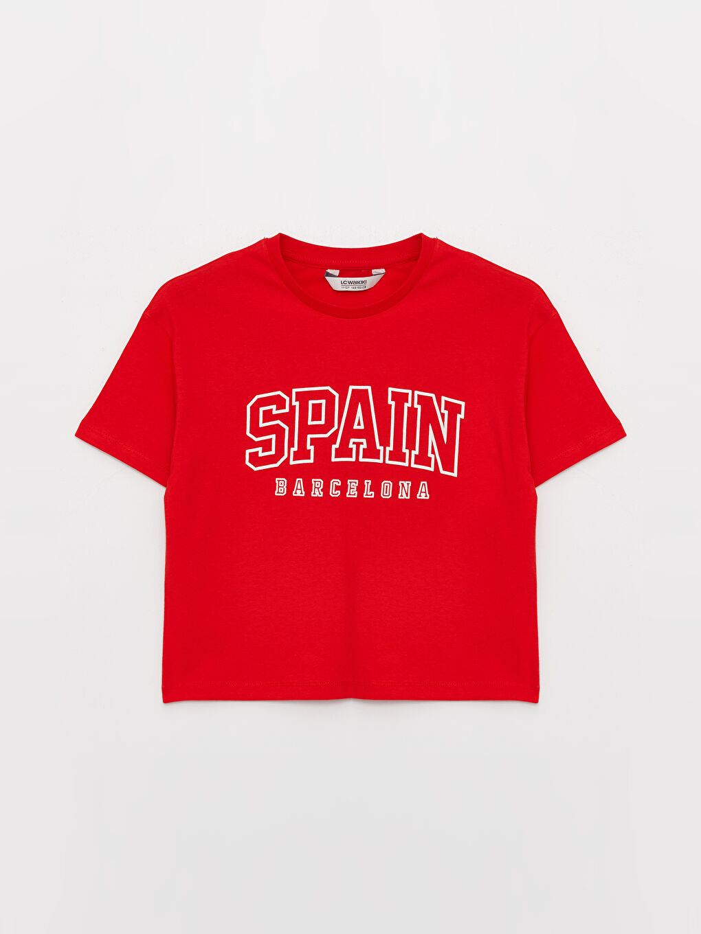 تي شيرت للبنات كروب بكم قصير مطبوع بياقة دائرية-3