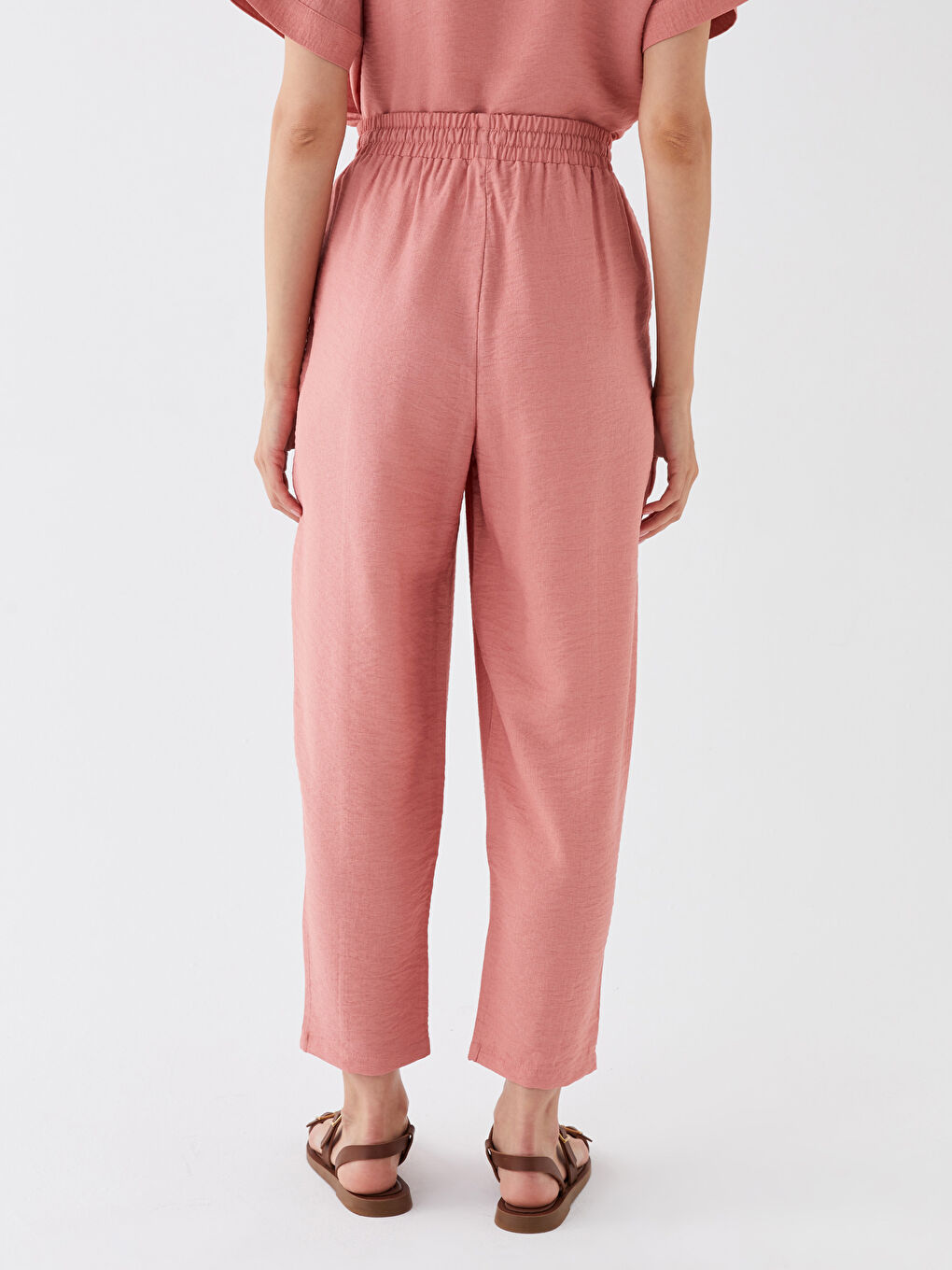 Elasticated Waist Relaxed Fit Women's Trousers-4