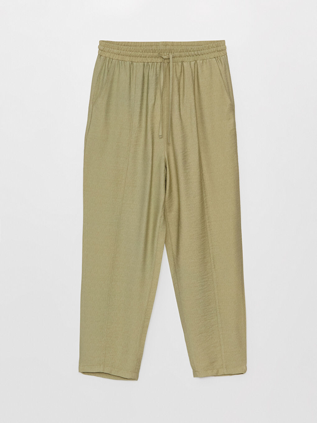 Yeşil Beli Lastikli Rahat Kalıp Kadın Pantolon-5