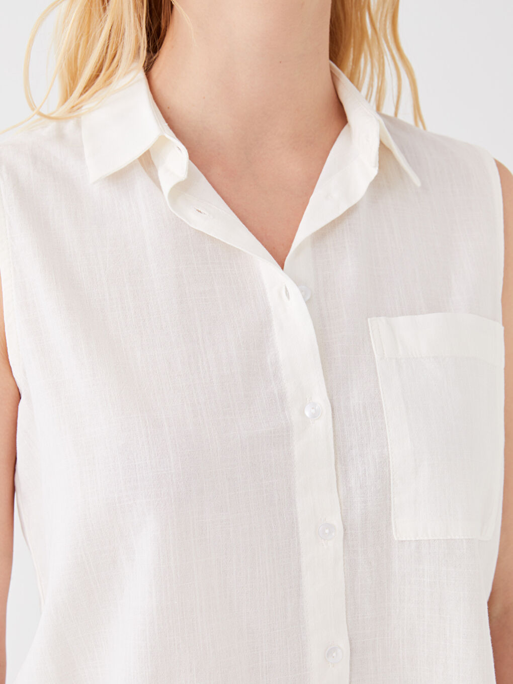 Beyaz Kadın Gömlek Yaka Düz Bluz-3