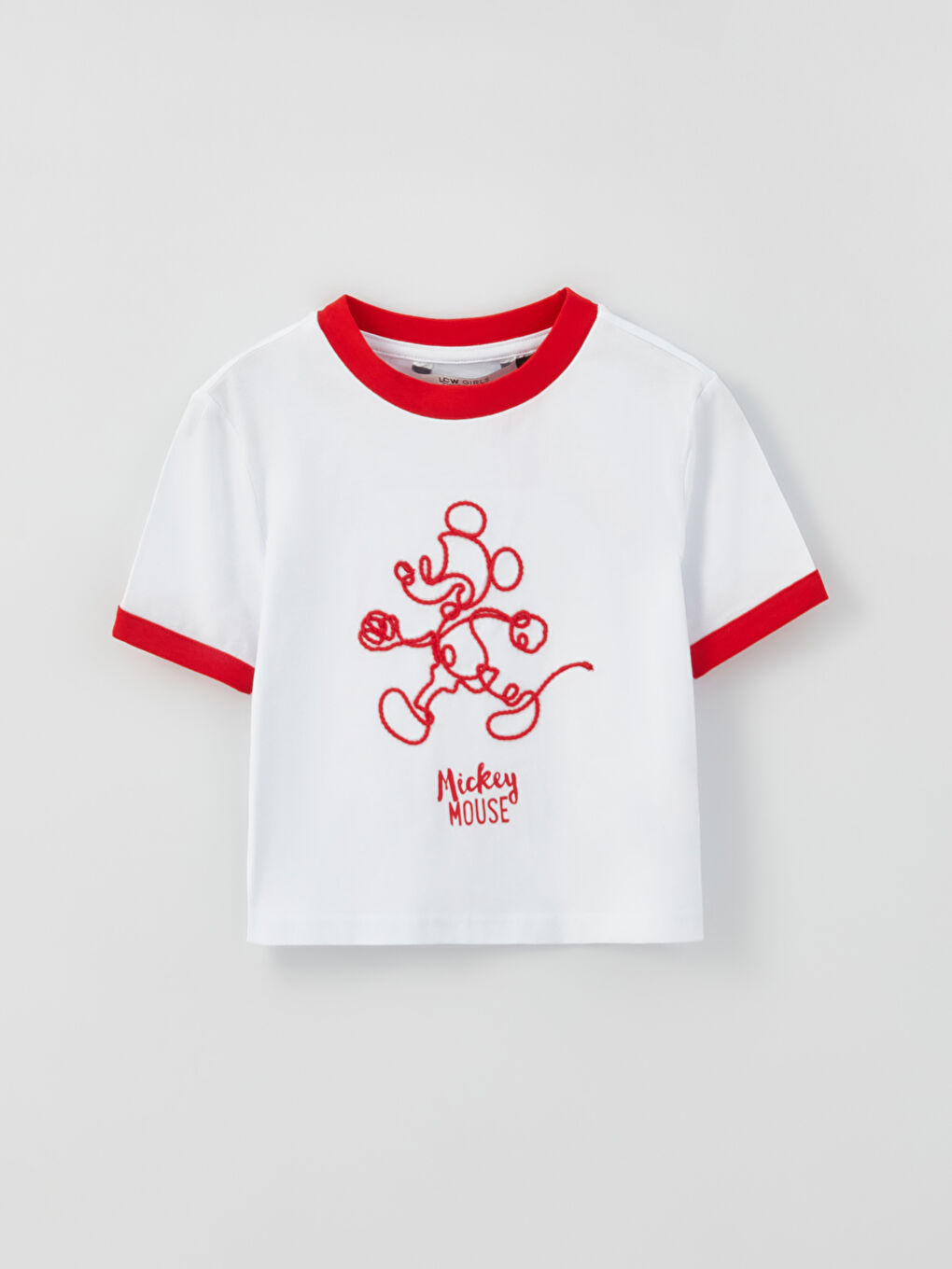 Crew Neck Mickey Mouse Printed Short Sleeve Girls T-Shirt