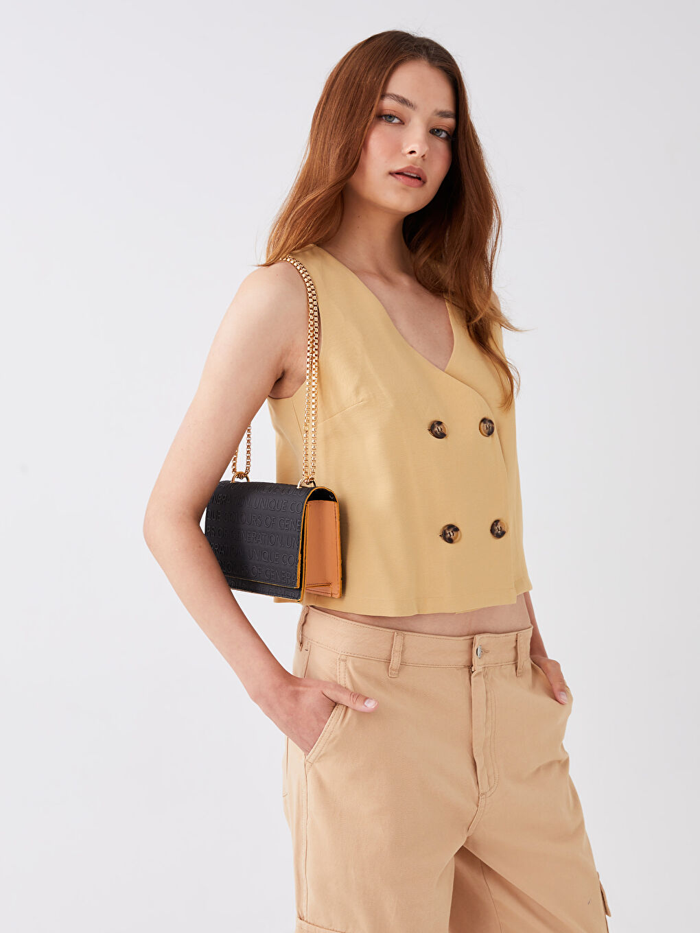 Siyah Deri Görünümlü Baskılı Kadın Omuz Çantası-1