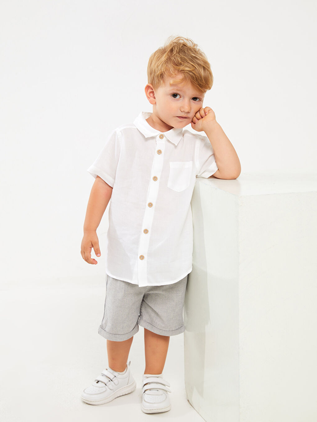 Baby Boy Jean Shorts With Elastic Waist Striped