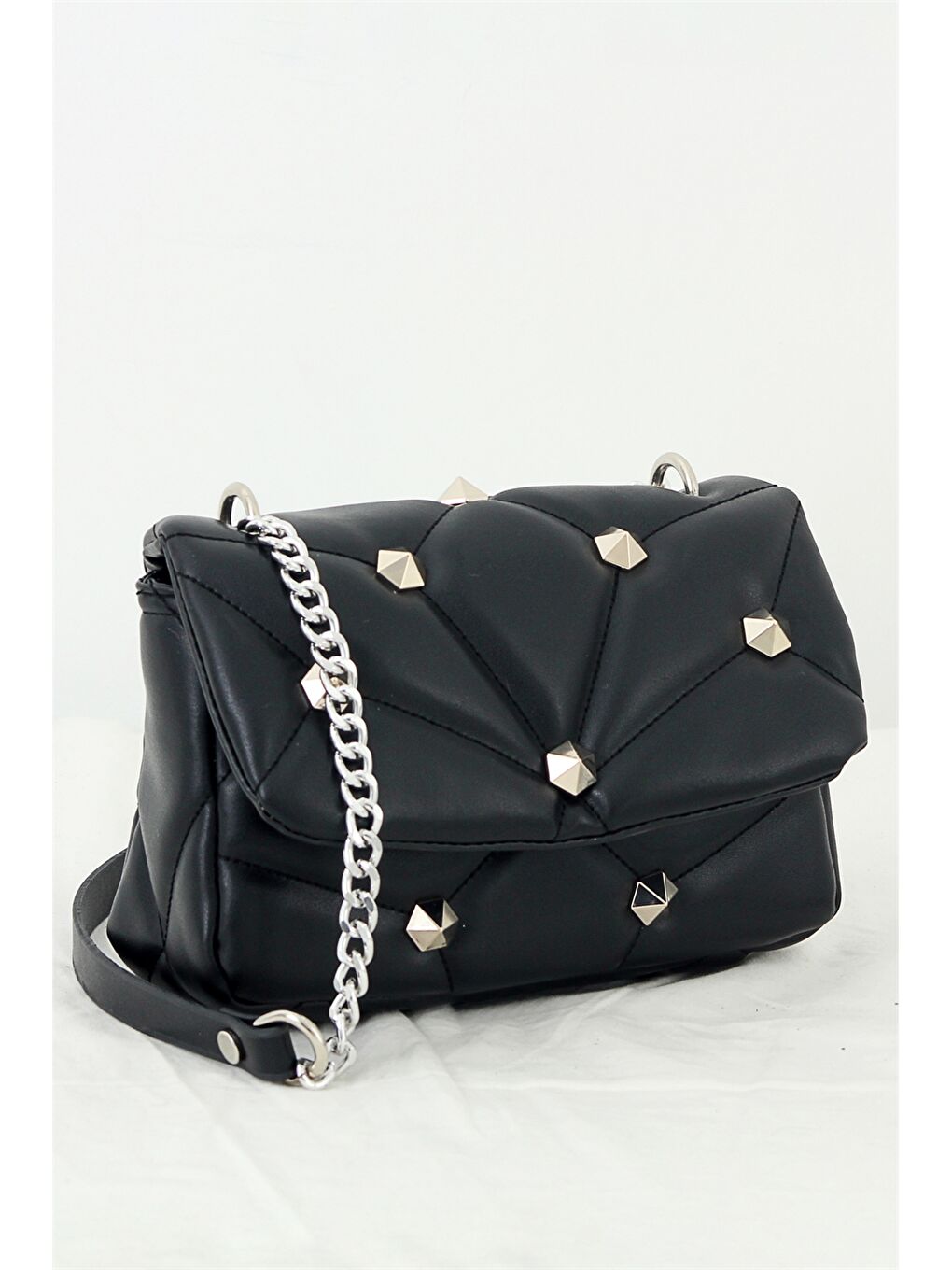 Siyah Deri Görünümlü Kadın Omuz Çantası-3