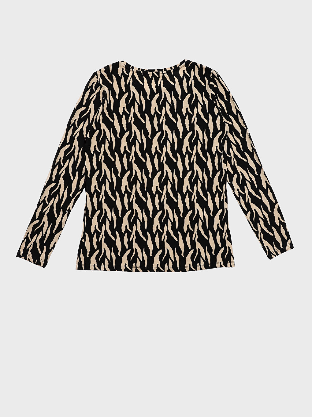 Crew Neck Patterned Long Sleeve Women's T-Shirt-1