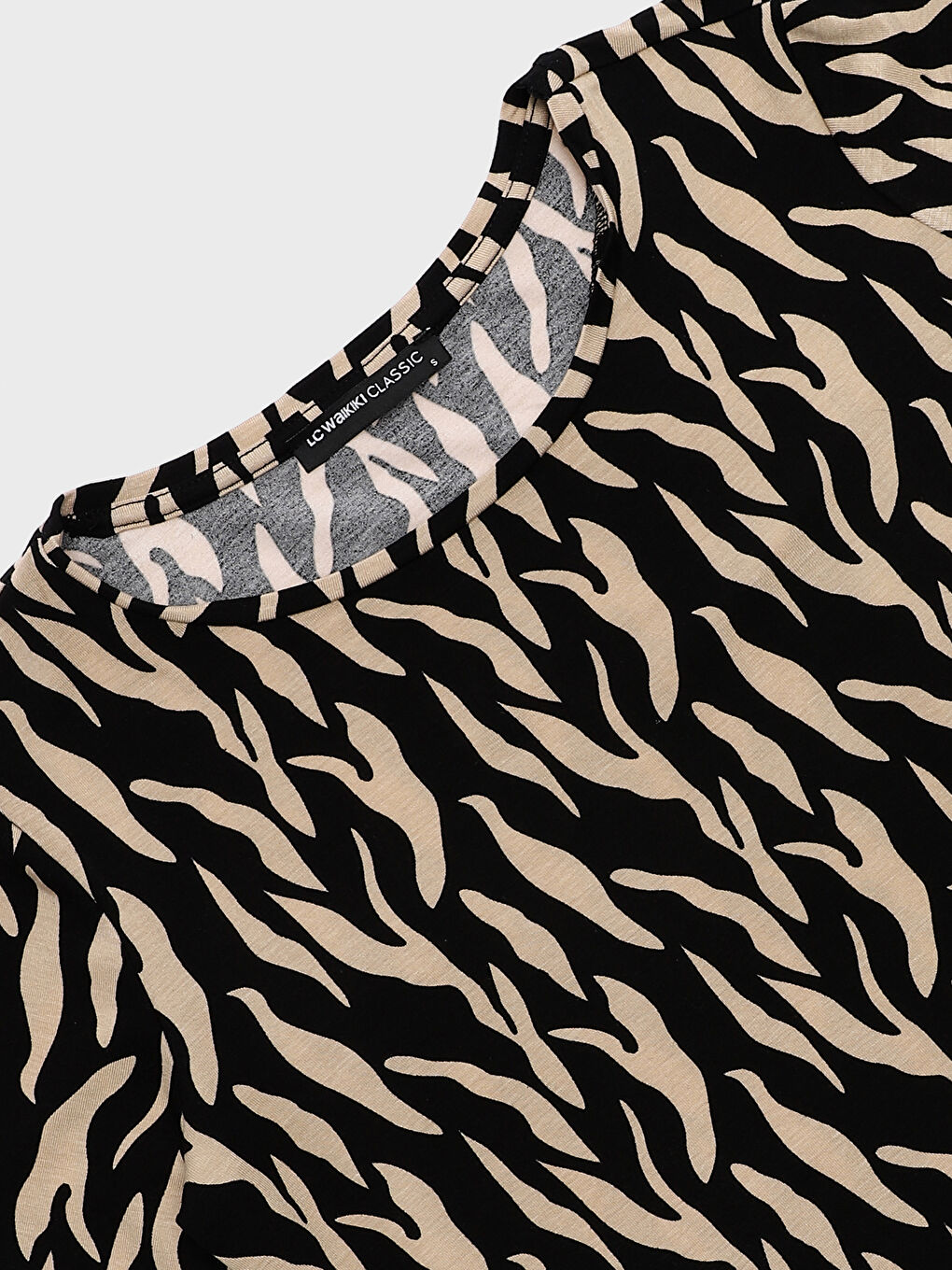 Crew Neck Patterned Long Sleeve Women's T-Shirt-2