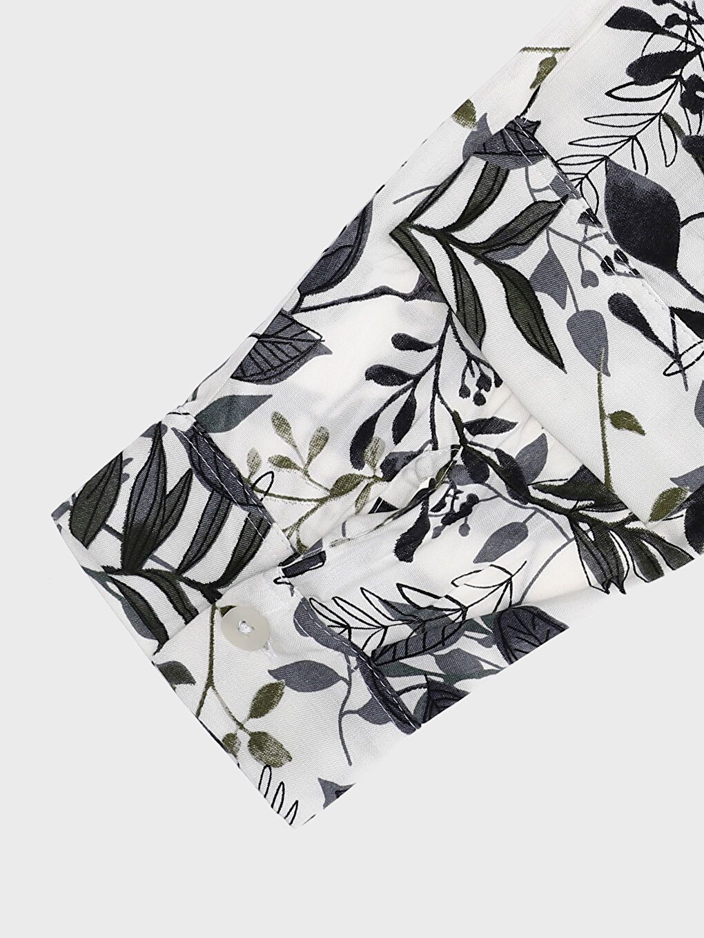 Notch Neck Patterned Long Sleeve Women's Blouse-2