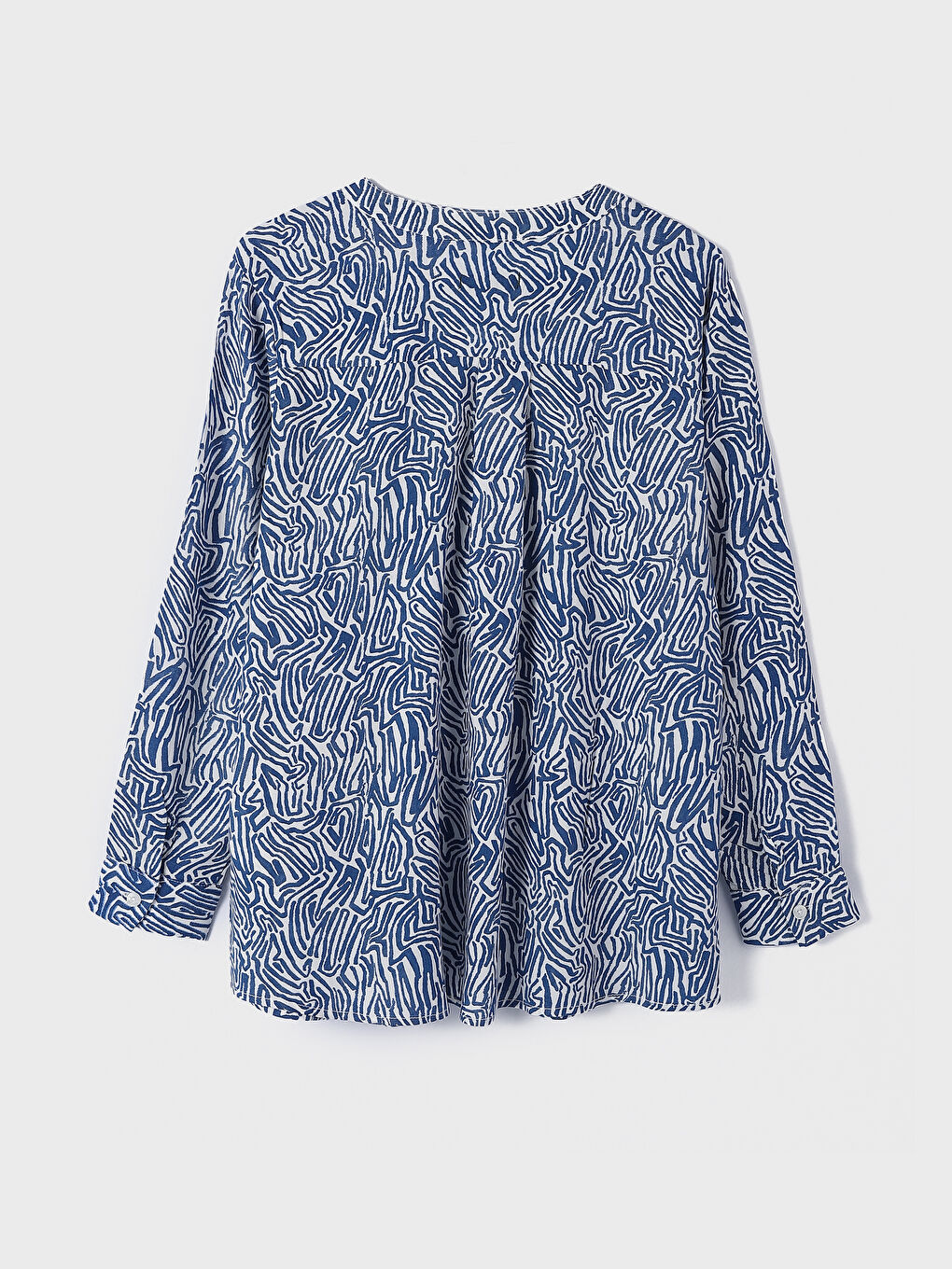 Notch Neck Patterned Long Sleeve Women's Blouse-1