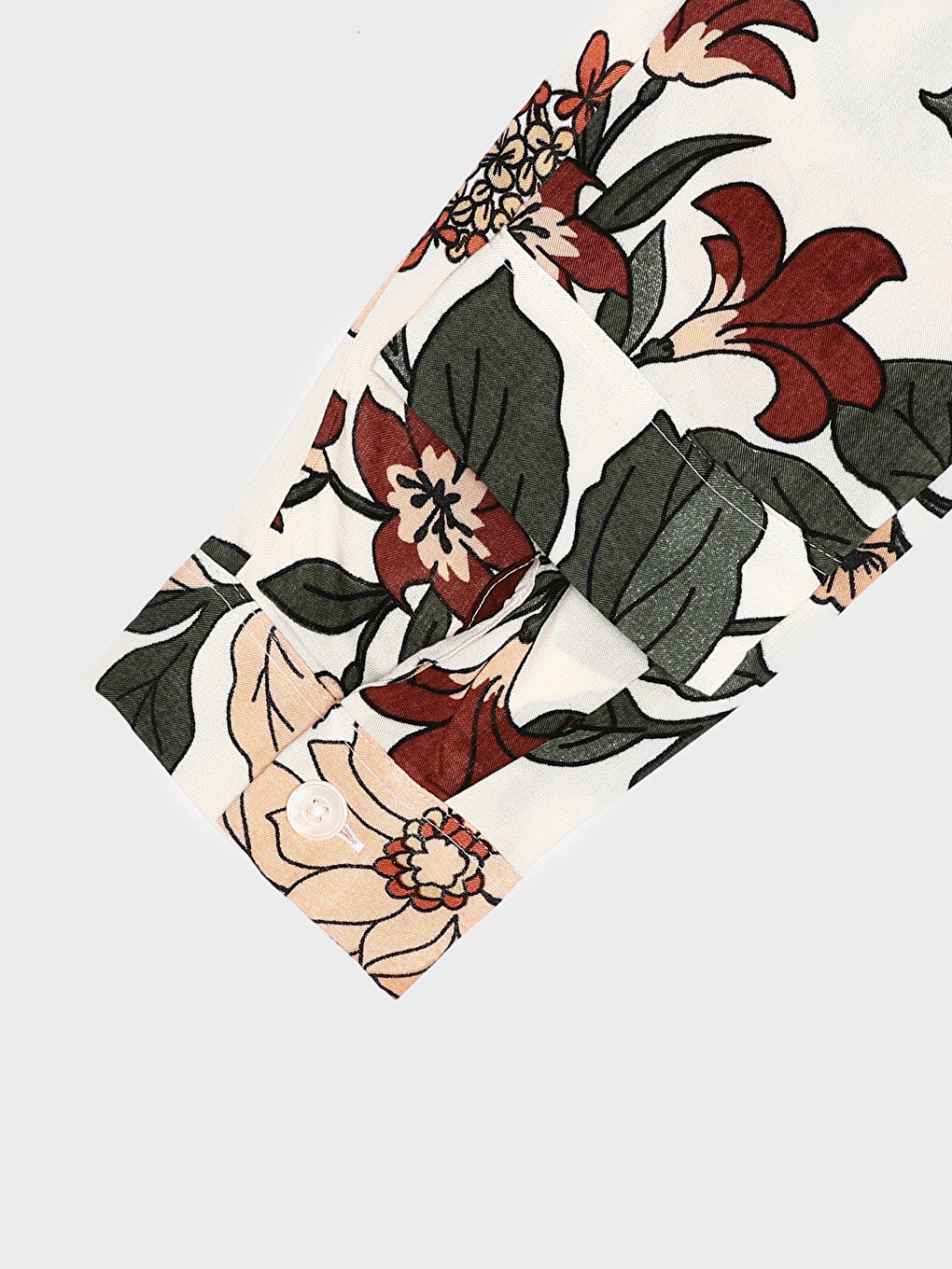 Grandad Collar Patterned Long Sleeve Poplin Women's Dress-2