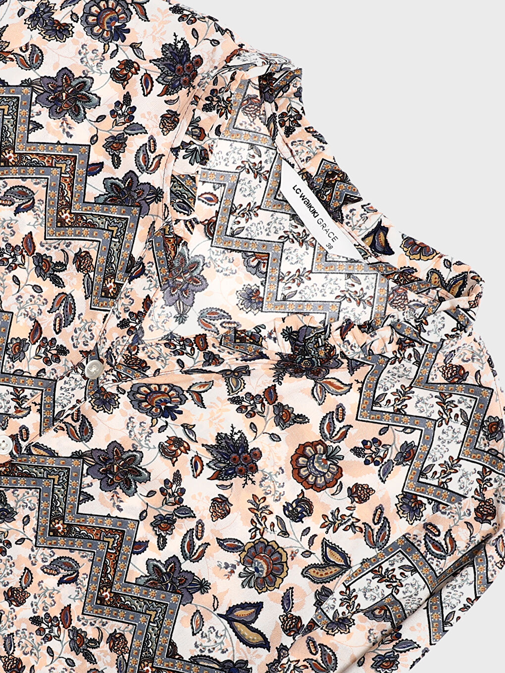 Regular Fit Flower Printed Long Sleeve Poplin Shirt-2