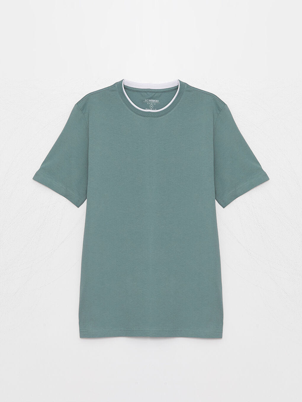 Yeşil Bisiklet Yaka Penye Erkek Tişört-5