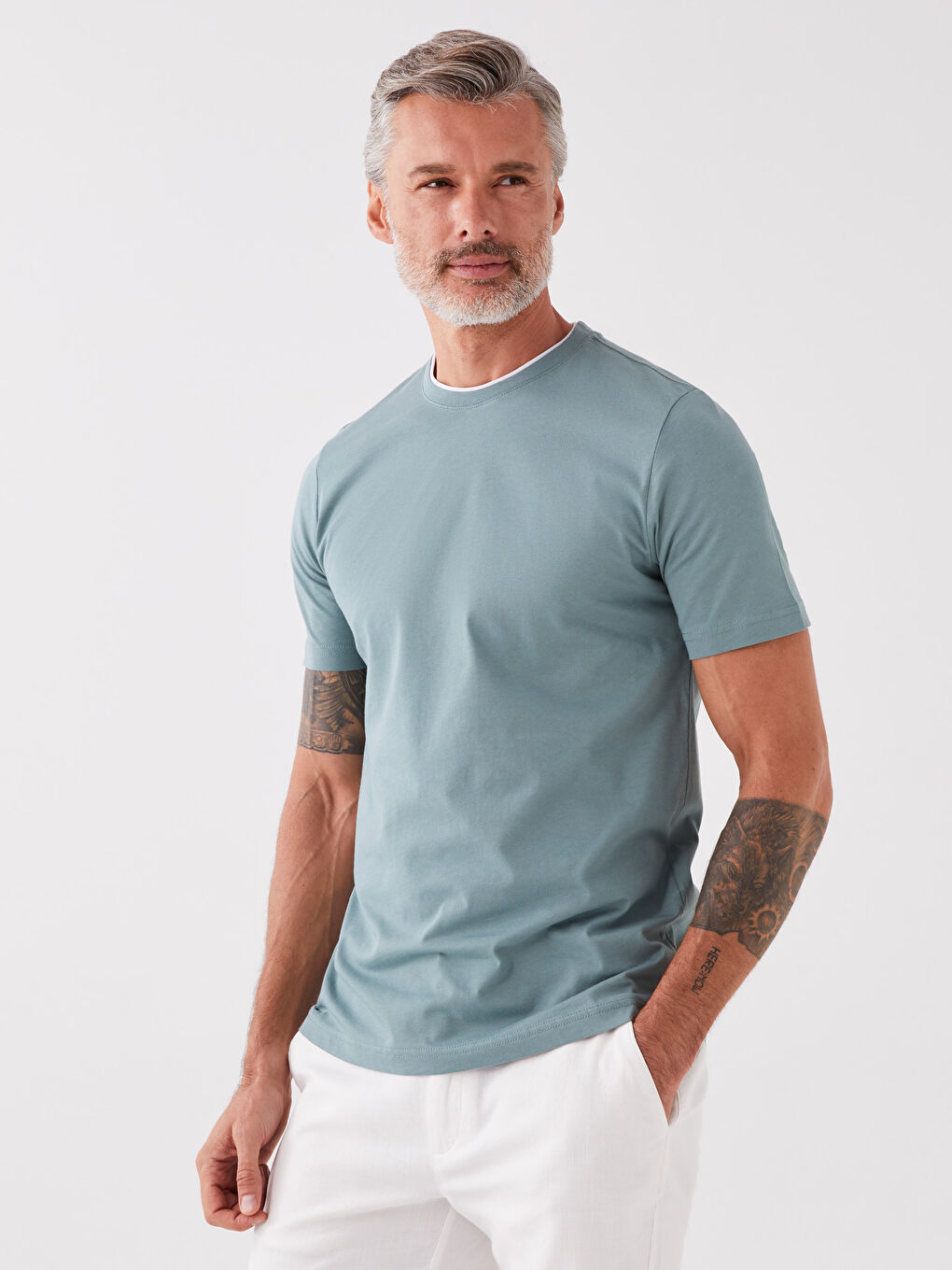 Yeşil Bisiklet Yaka Penye Erkek Tişört