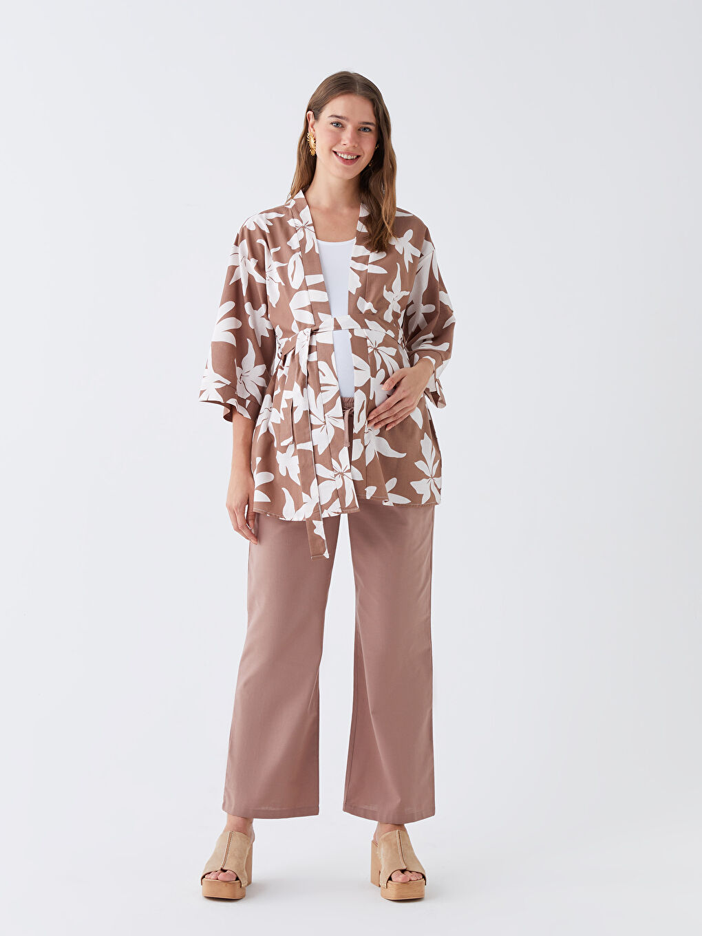 یاخەی شال کیمۆنۆی خانەداری گوڵدار بۆ ئافرەتانی دووگیان-2