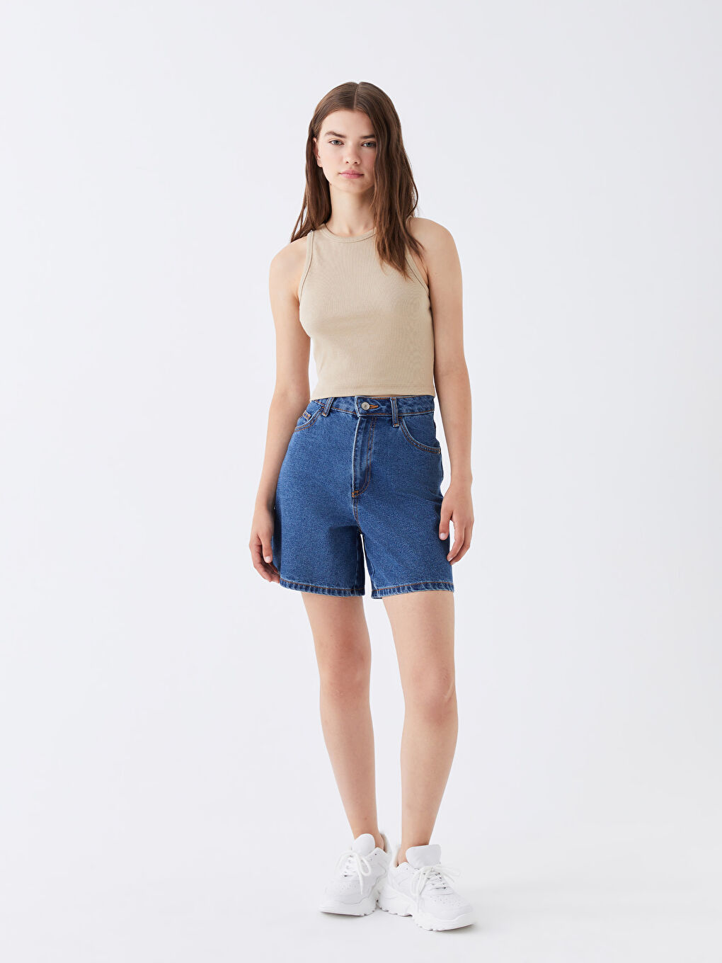 Women's Crew Neck Plain Crop -S3JB10Z8-KPL