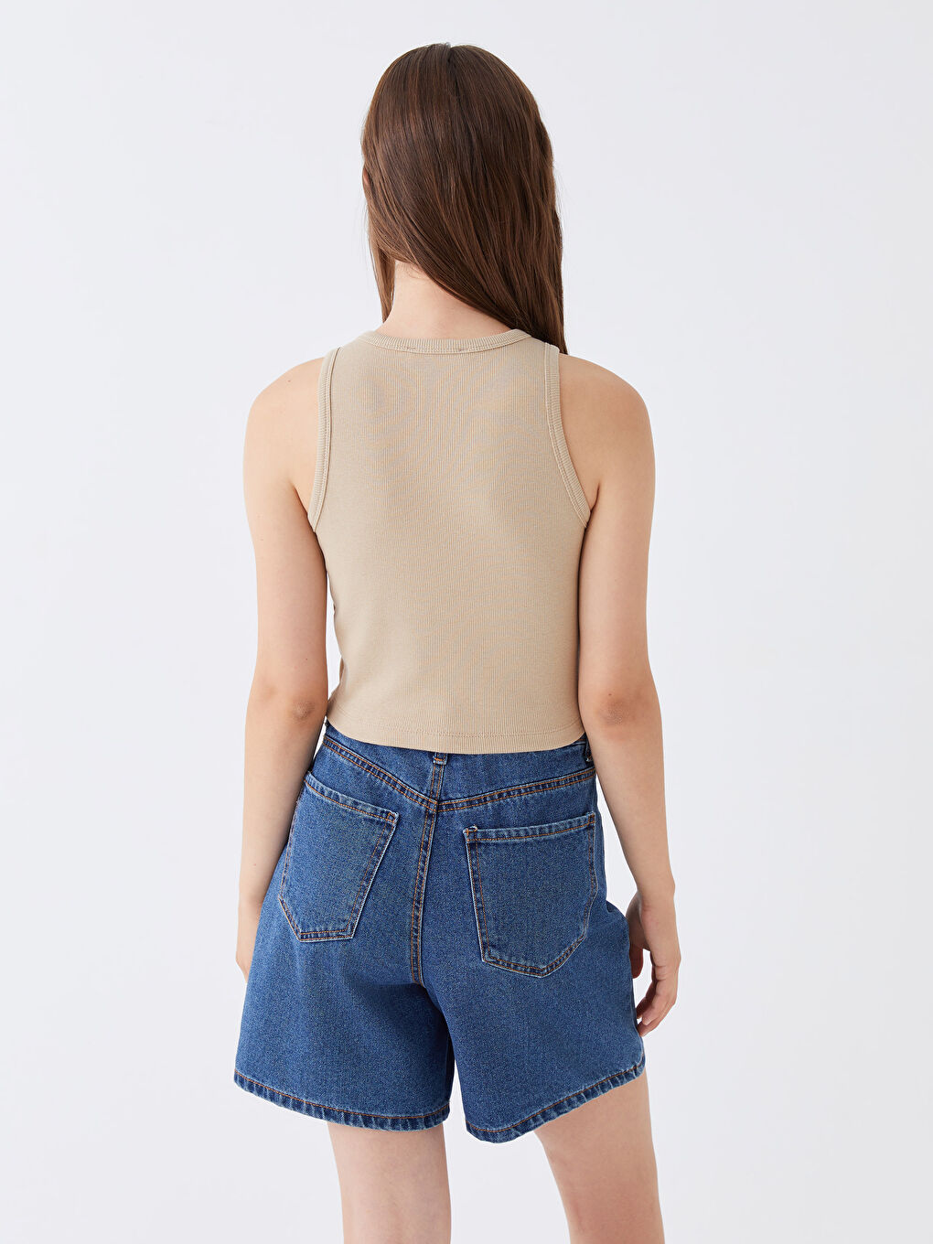 Women's Crew Neck Plain Crop -S3JB10Z8-KPL