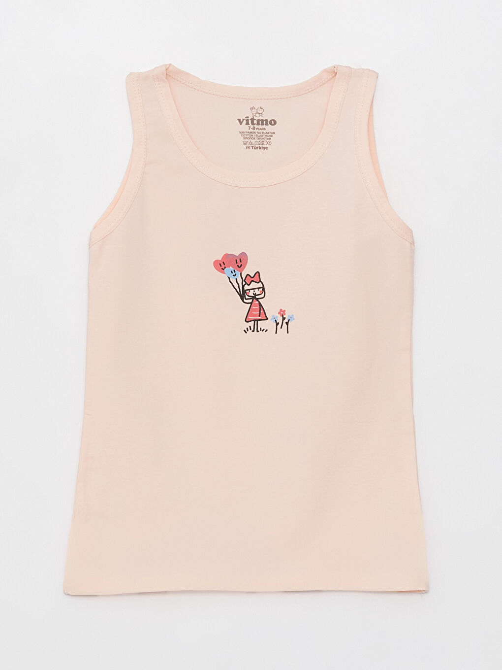 Karışık Bisiklet Yaka Baskılı Kız Çocuk Atlet 3'lü-1