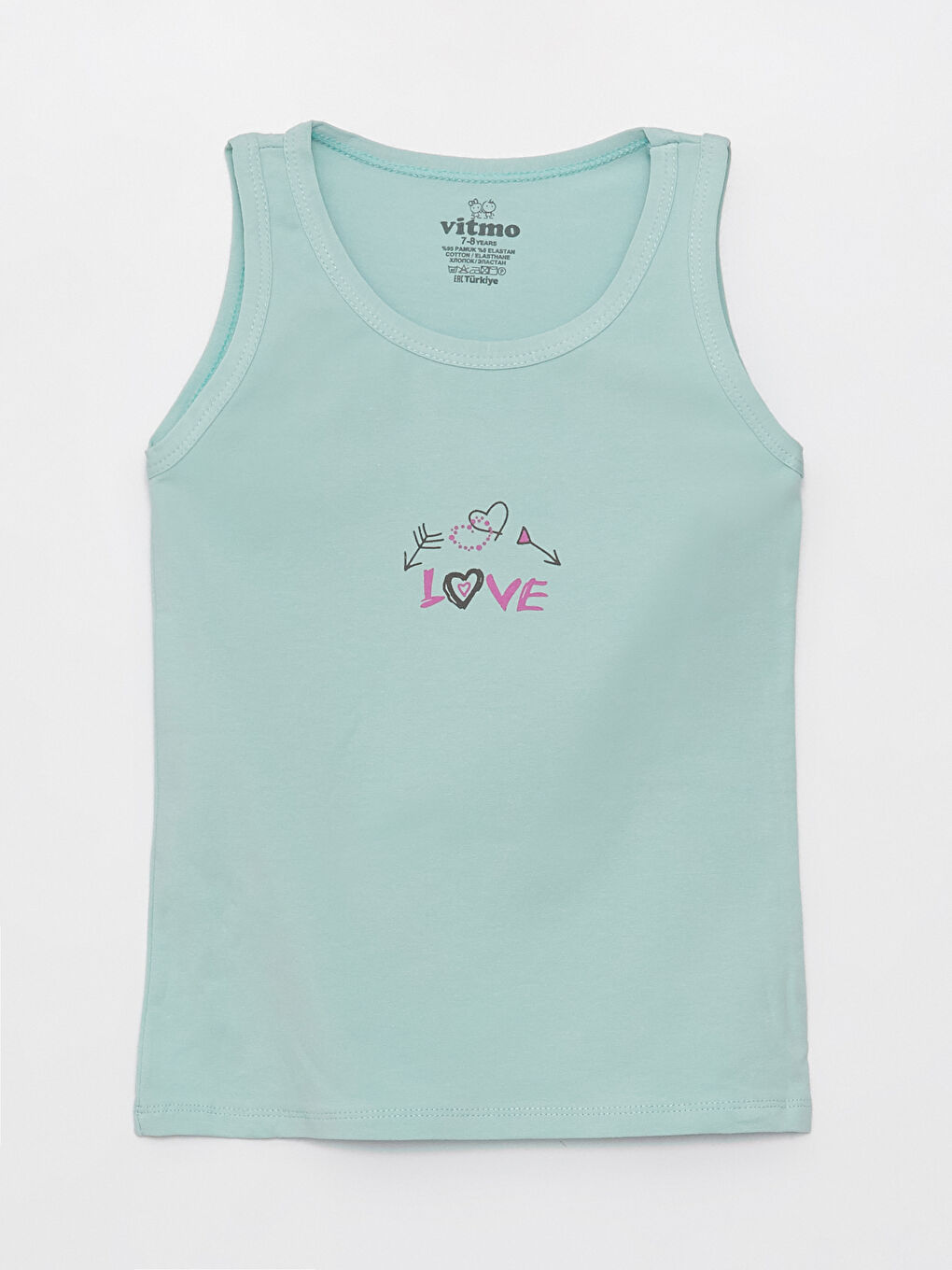 Karışık Bisiklet Yaka Baskılı Kız Çocuk Atlet 3'lü-2