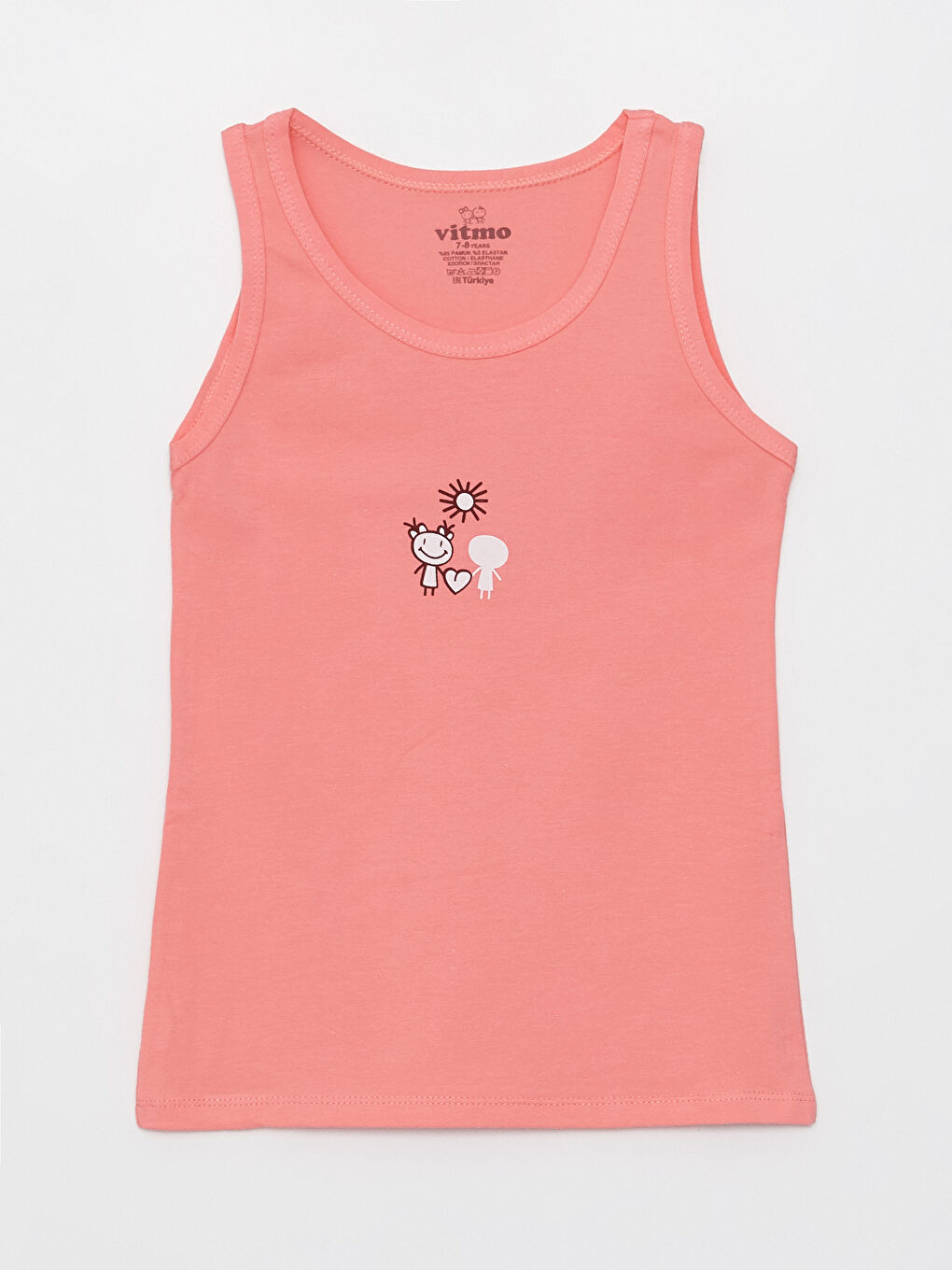 Karışık Bisiklet Yaka Baskılı Kız Çocuk Atlet 3'lü-3