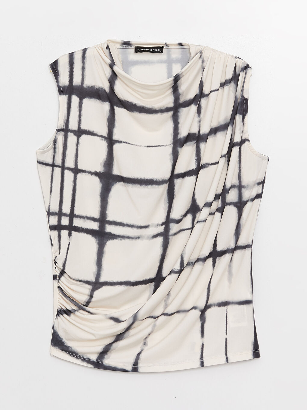 Blouse Fluide à Col Drapé, Imprimée et Froncée pour Femmes-5