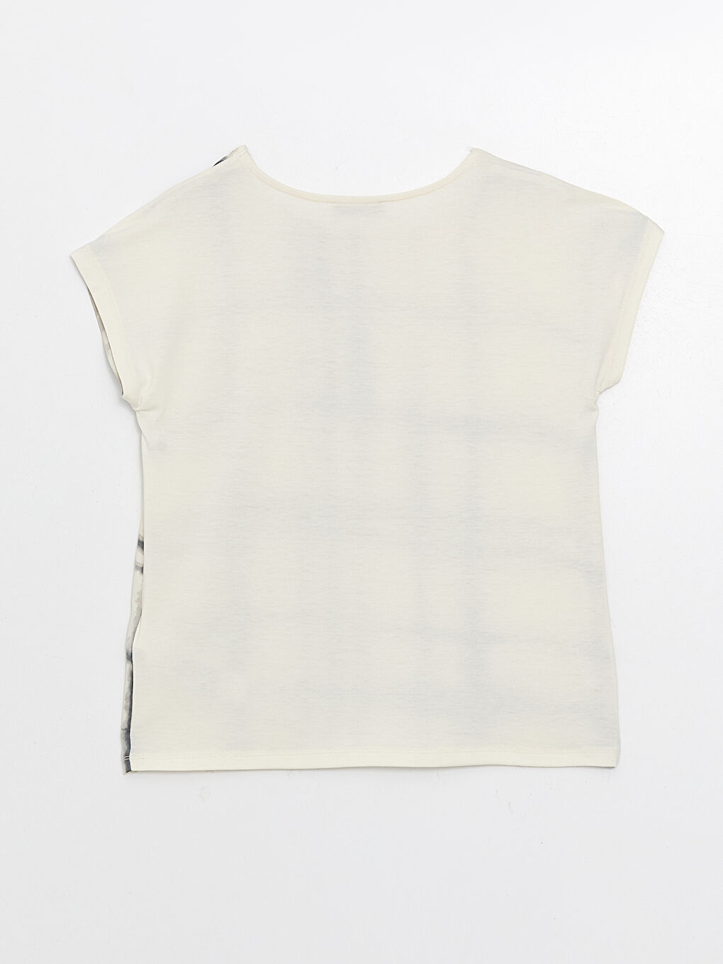 Bisiklet Yaka Desenli Kısa Kollu Kadın Tişört-7