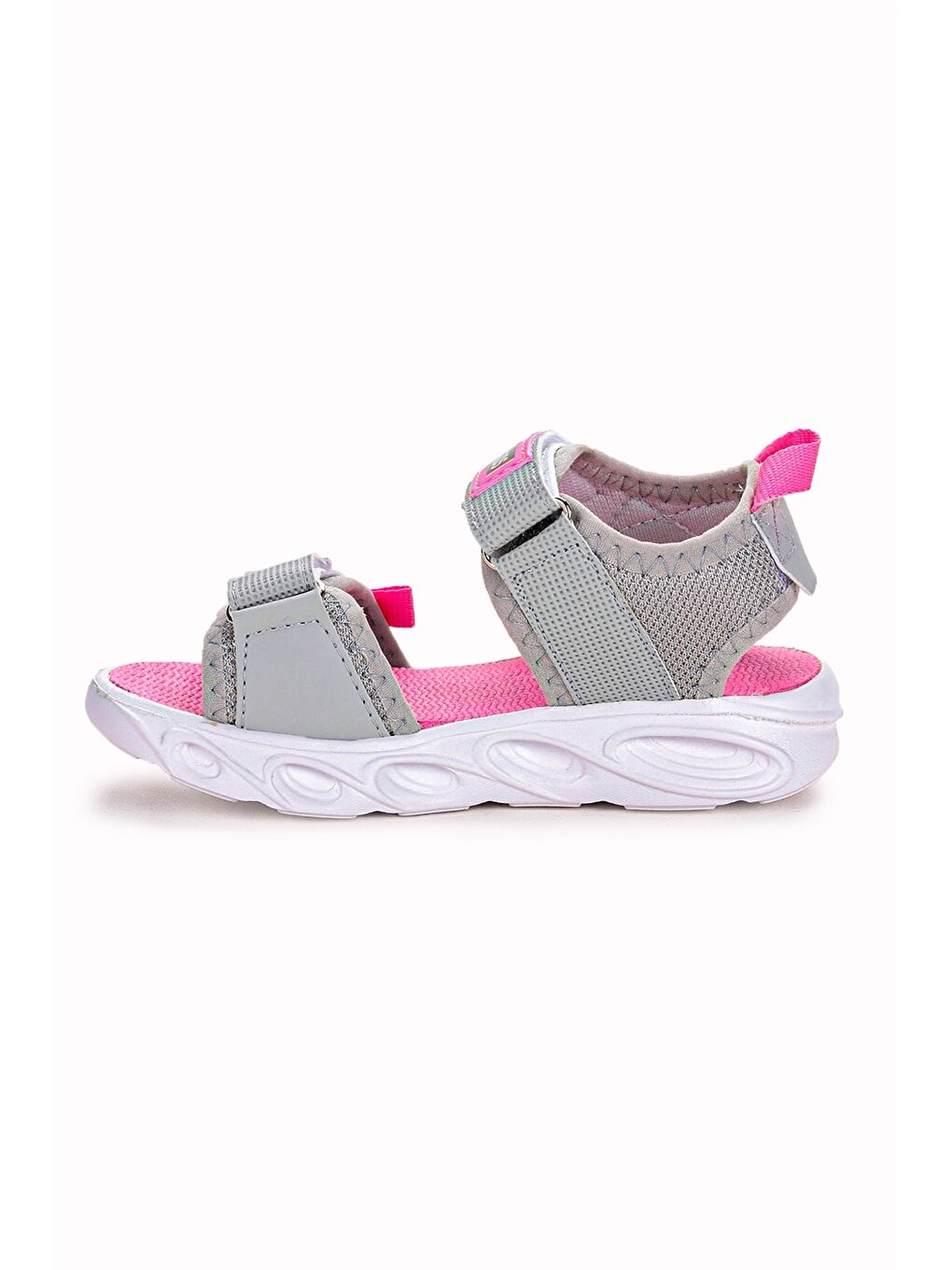 Gri Baskılı Cırt Cırtlı Kız Çocuk Sandalet-1