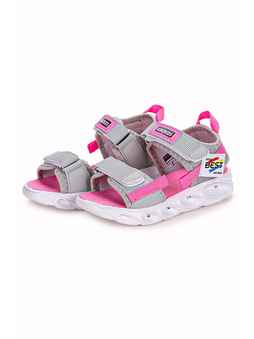 Gri Baskılı Cırt Cırtlı Kız Çocuk Sandalet-2