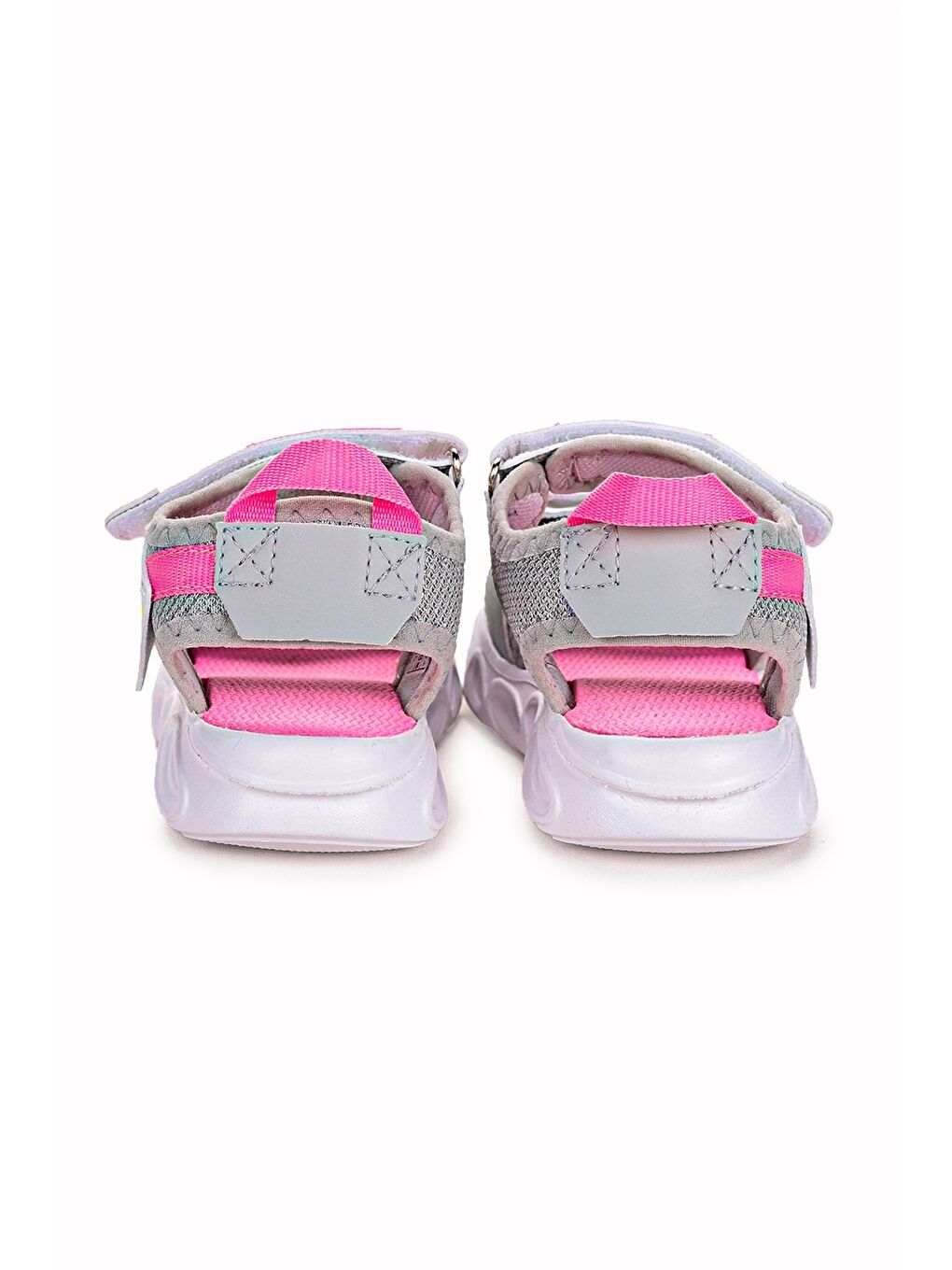 Gri Baskılı Cırt Cırtlı Kız Çocuk Sandalet-3