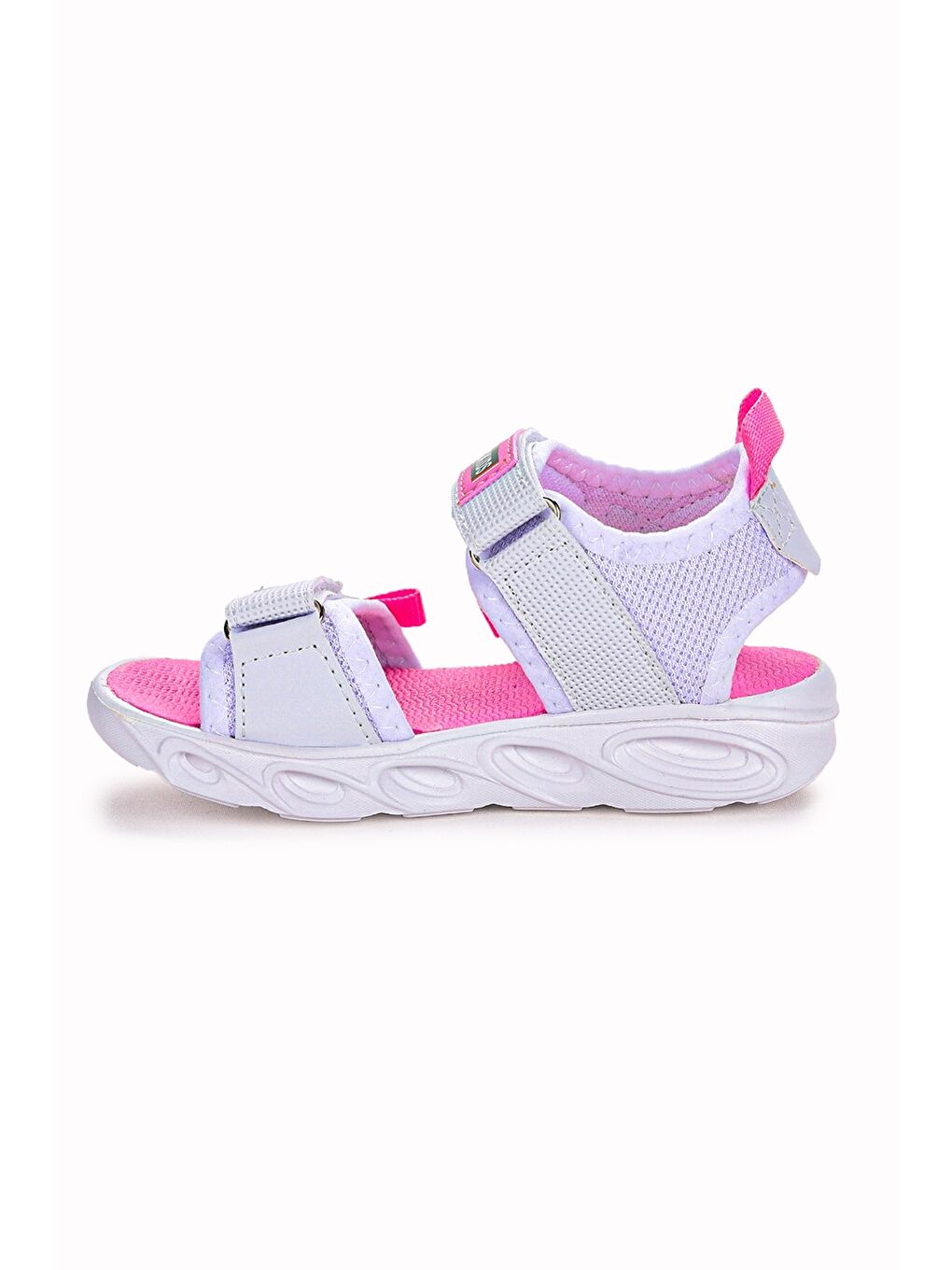 Beyaz Baskılı Cırt Cırtlı Kız Çocuk Sandalet-1