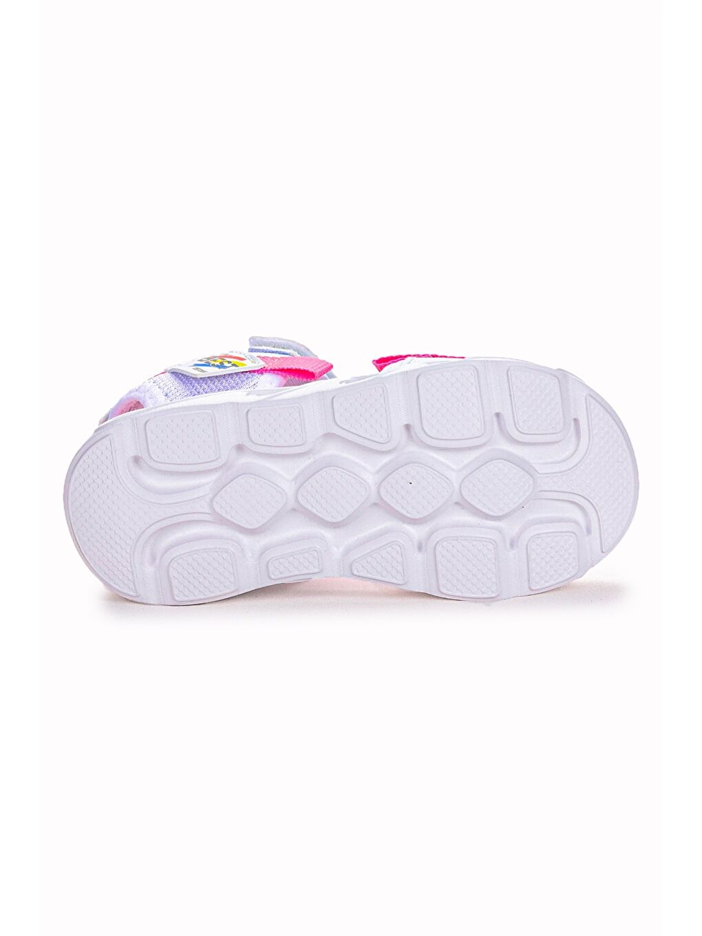 Beyaz Baskılı Cırt Cırtlı Kız Çocuk Sandalet-4
