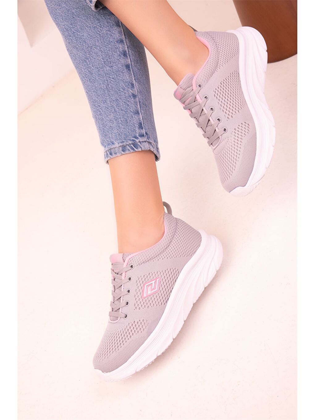 Mavi Bağcıklı Kadın Spor Ayakkabı-2