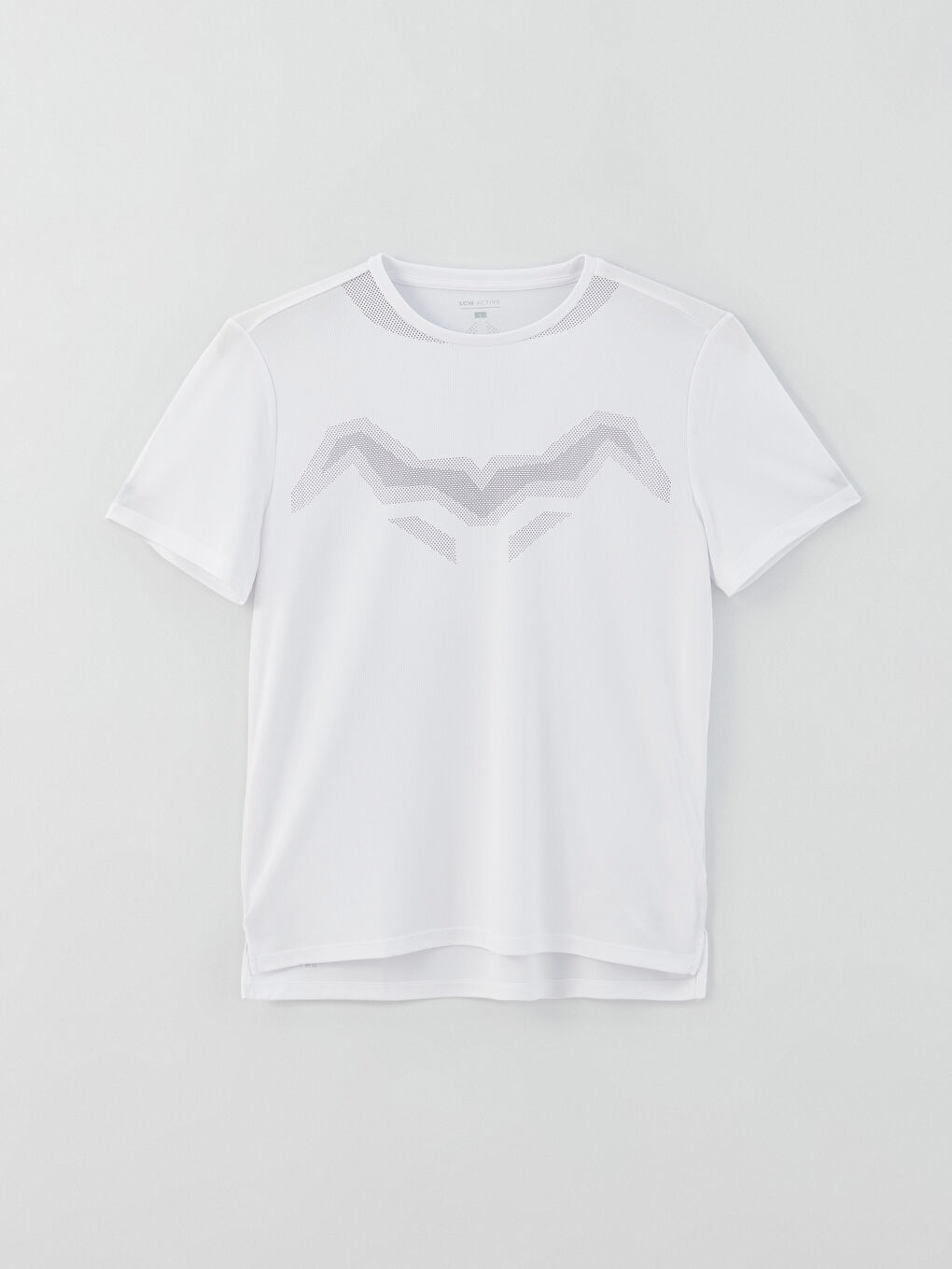 Beyaz Bisiklet Yaka Kısa Kollu Erkek Spor Tişört-5