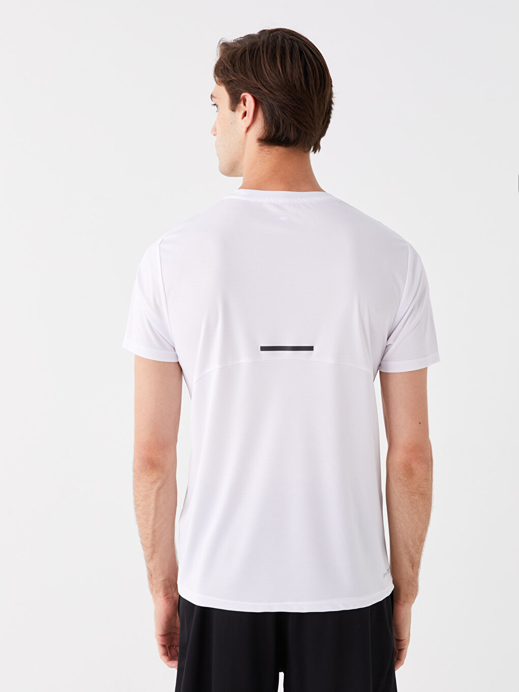 Beyaz Bisiklet Yaka Kısa Kollu Baskılı Erkek Spor Tişört-4
