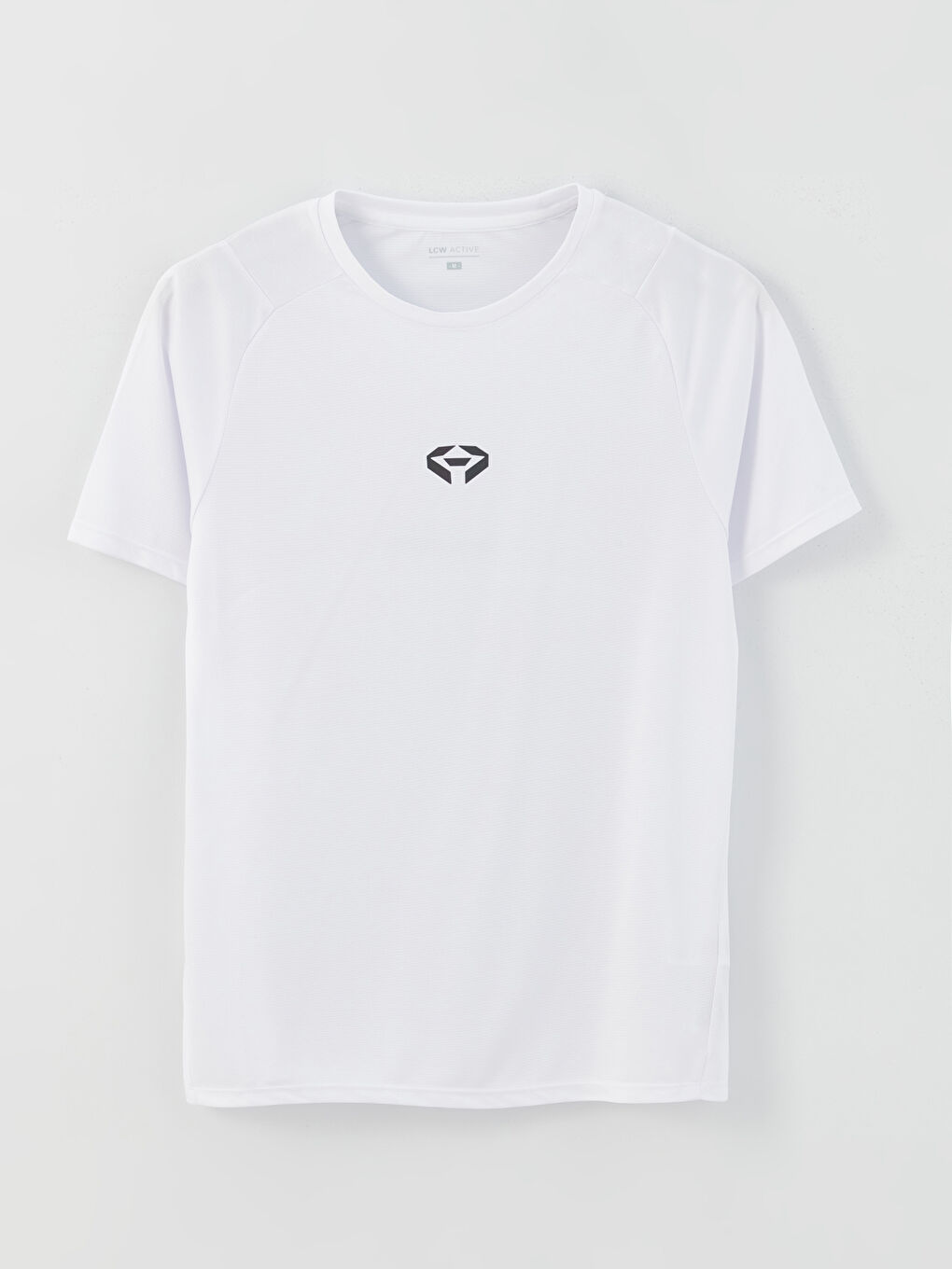 Beyaz Bisiklet Yaka Kısa Kollu Baskılı Erkek Spor Tişört-5