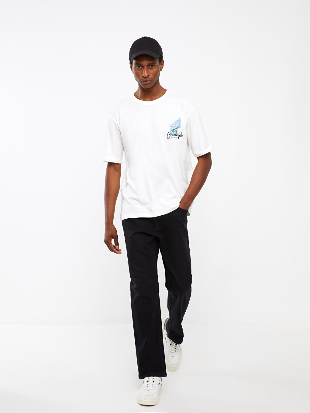 تيشيرت رجالي ياقة دائرية كم قصير مطبوع قطن ممشط-2