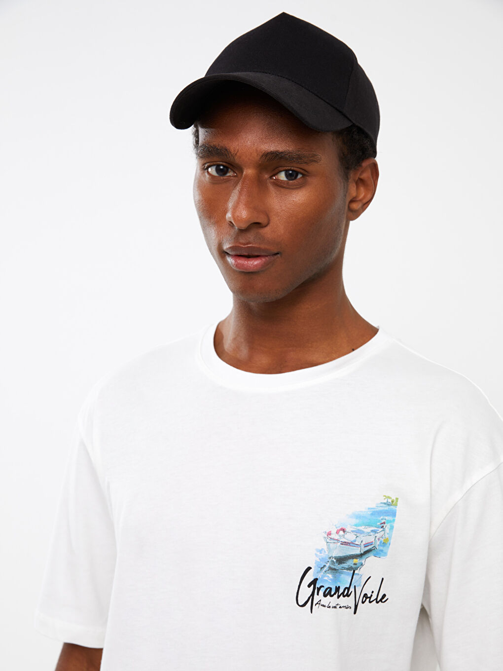 تيشيرت رجالي ياقة دائرية كم قصير مطبوع قطن ممشط-3