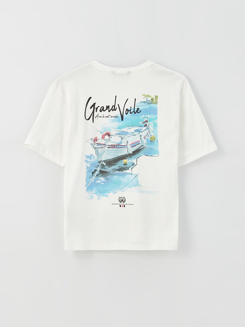 تيشيرت رجالي ياقة دائرية كم قصير مطبوع قطن ممشط-6