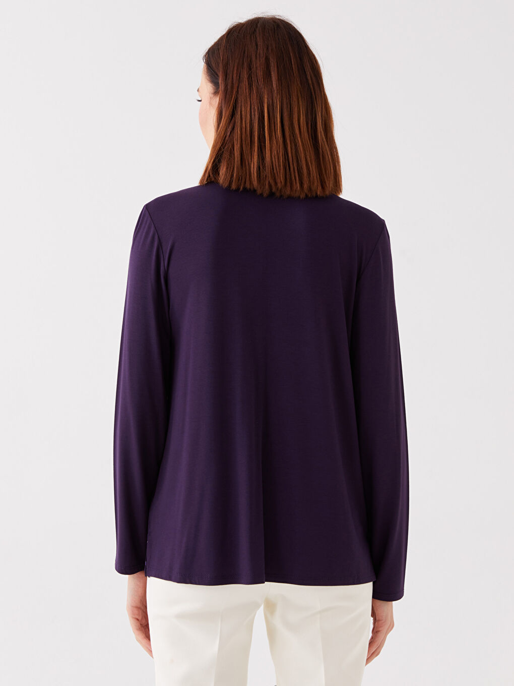 Mürdüm V Yaka Desenli Uzun Kollu Kadın Bluz-4