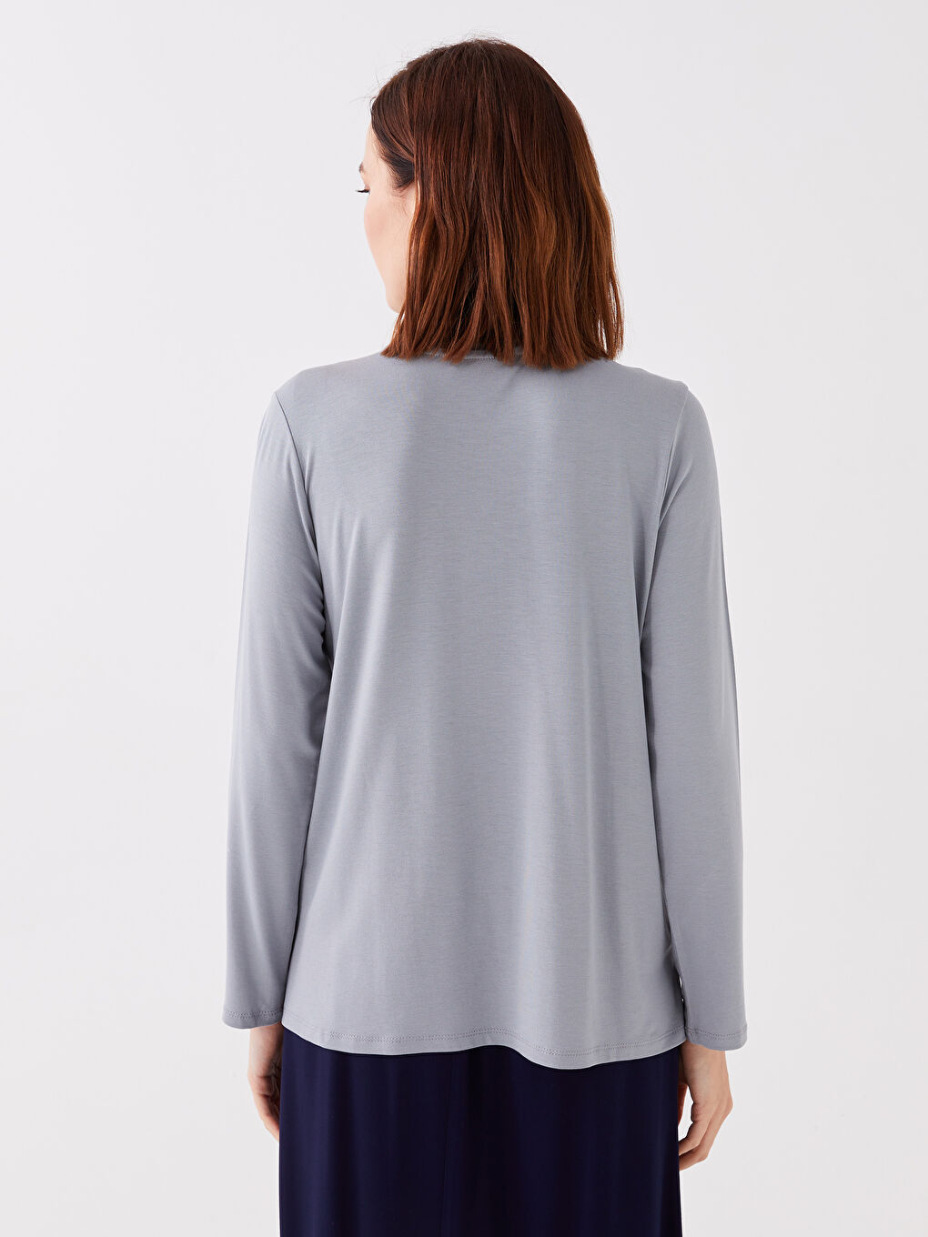 LCW Grace Crew Neck Rhinestone Embellished Long Sleeve Women's Blouse -S3JD04Z8-V8T