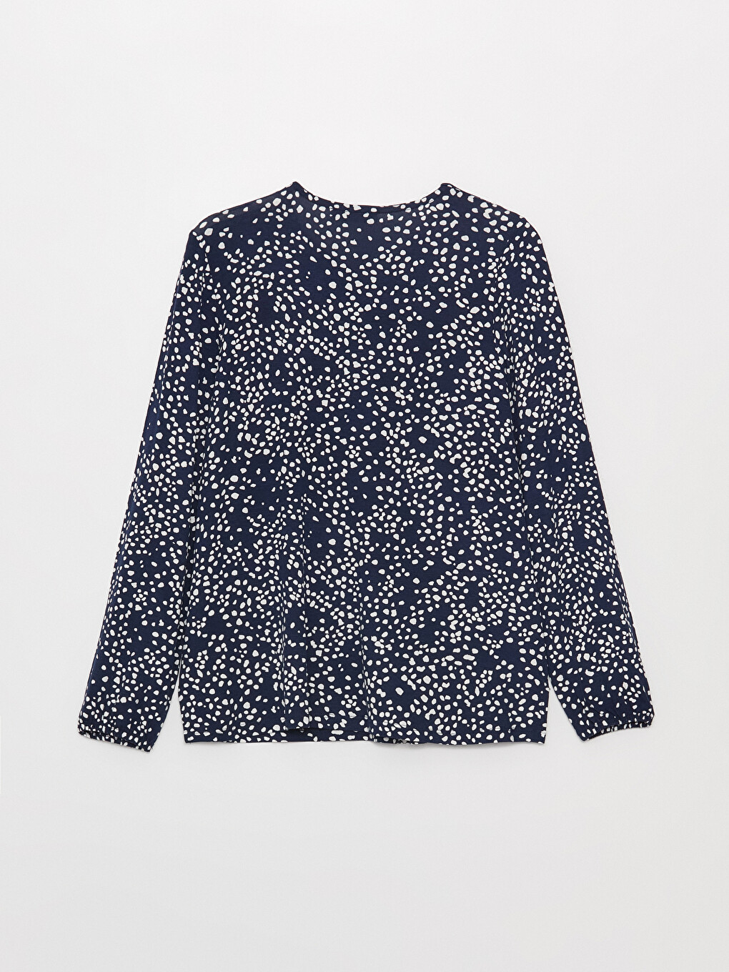 V-Neck Patterned Long Sleeve Women's Blouse-6