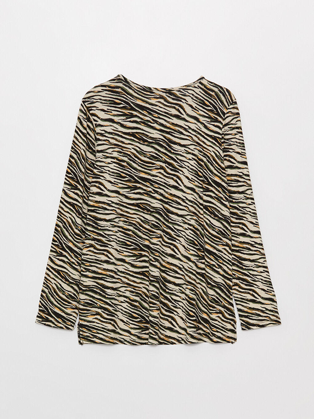 Crew Neck Patterned Long Sleeve Women's Blouse-6