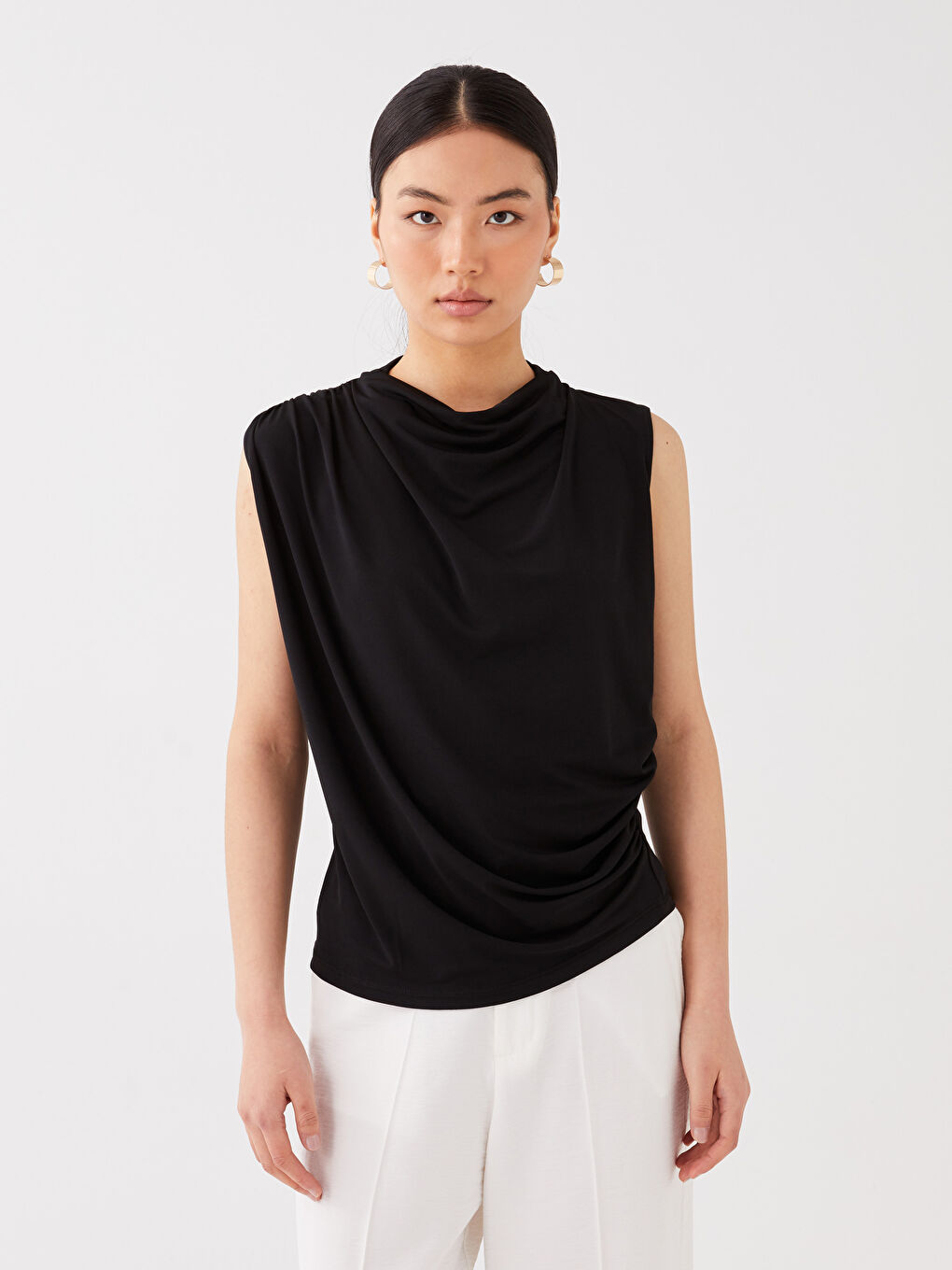 Flowy Collar Plain Ruffle Detailed Women's Blouse